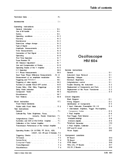 Hameg HM604 Hameg Service Manual